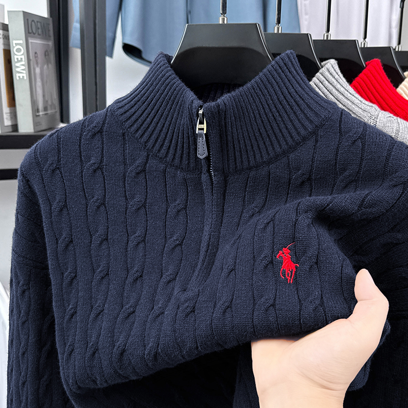 Men'S Fashion Zip Sweater - Heshi Brand Fashion American 2025 Vintage