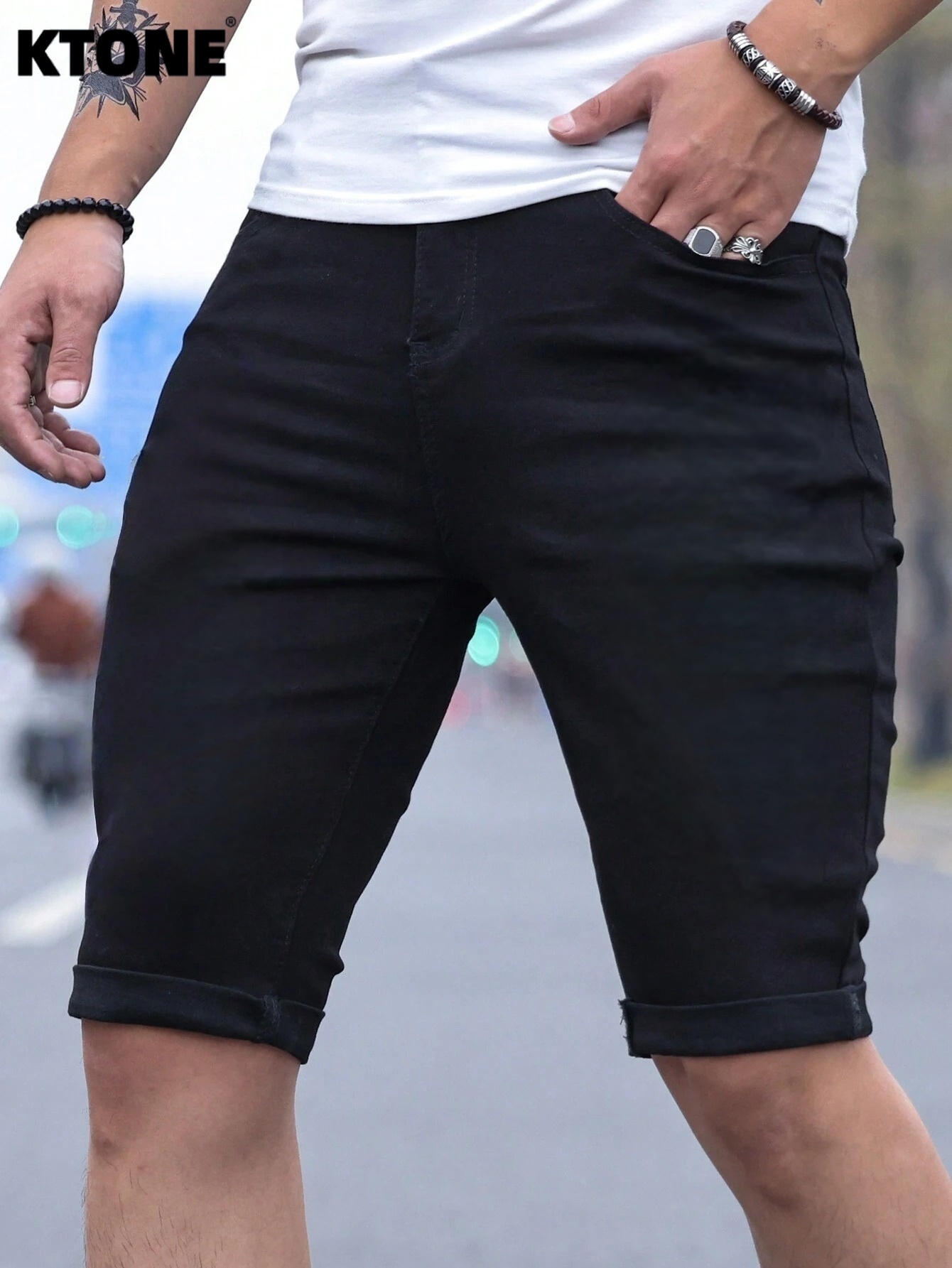 Men'S Fashion Jeans - Men's jorts Slim Fit Black Stretch