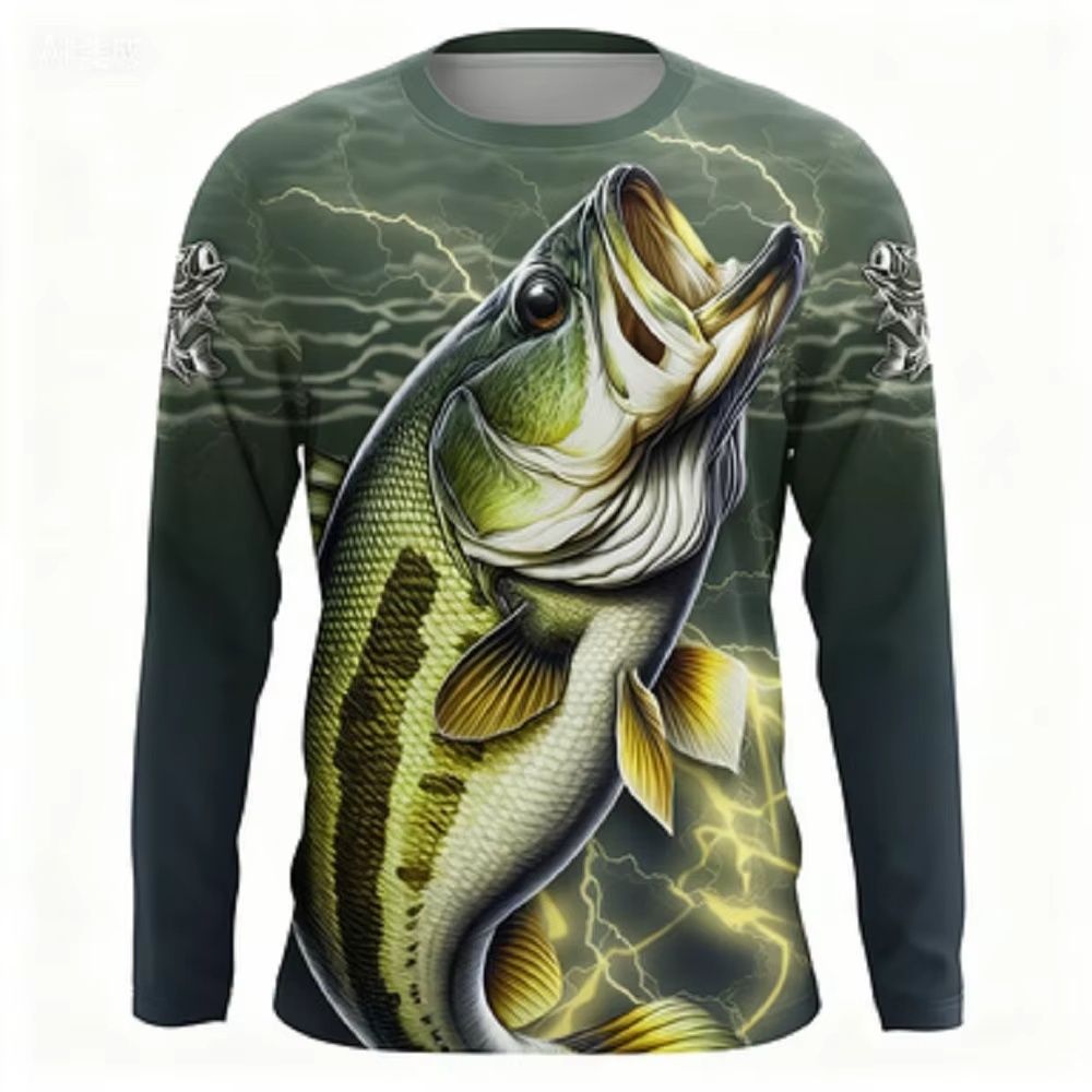 Men'S Fashion Trends - Fashionable Bass Pattern Crew Neck Long