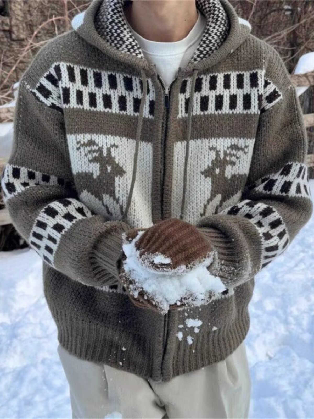Men'S Fashion Zip Sweater - Fair Island Pattern French Retro Jacquard