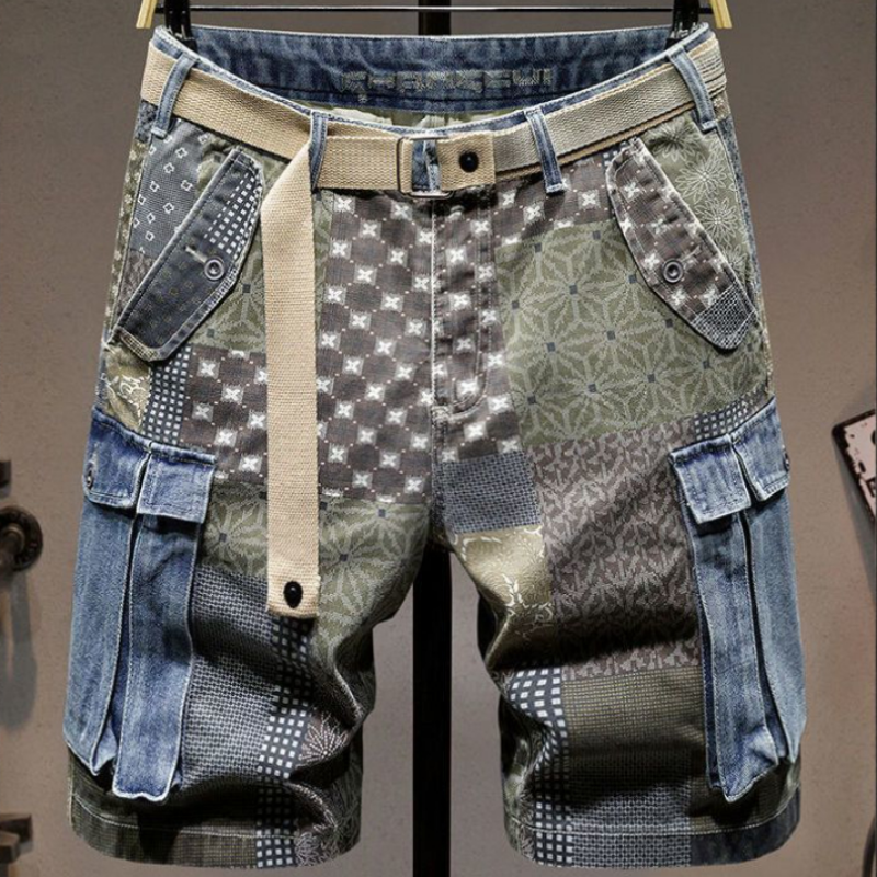 Men'S Fashion Jeans - Graphic Man Denim Shorts Multi Color
