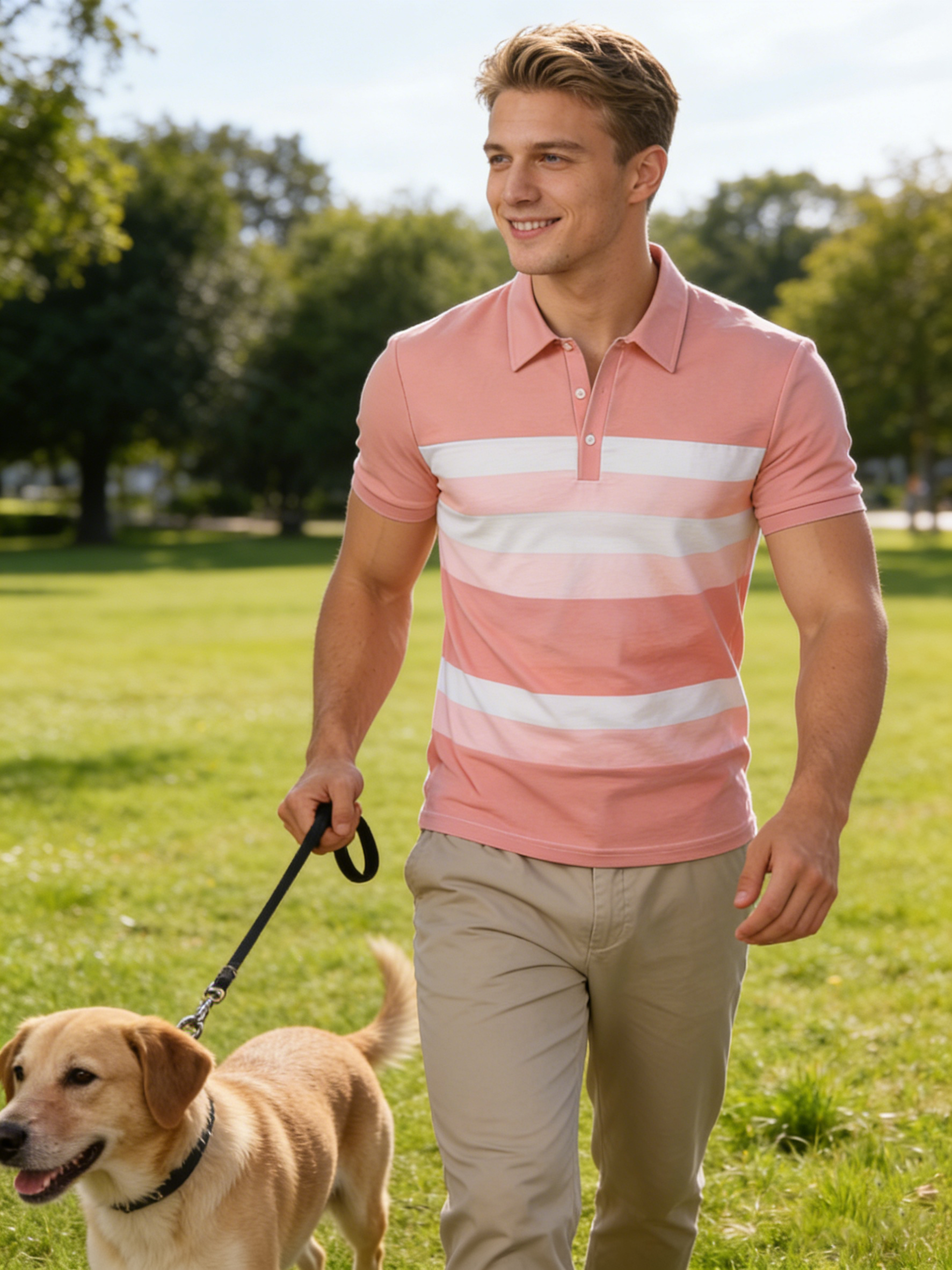 Summer Pink Stripe Printed Men - Men'S Fashion Pink Shirt avis et prix