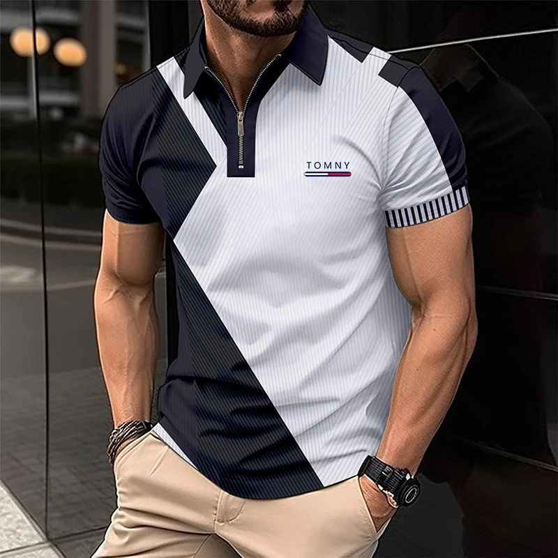 Simple Print Zip Polo Shirt Fo - Men'S Fashion Golf Clothing avis et prix