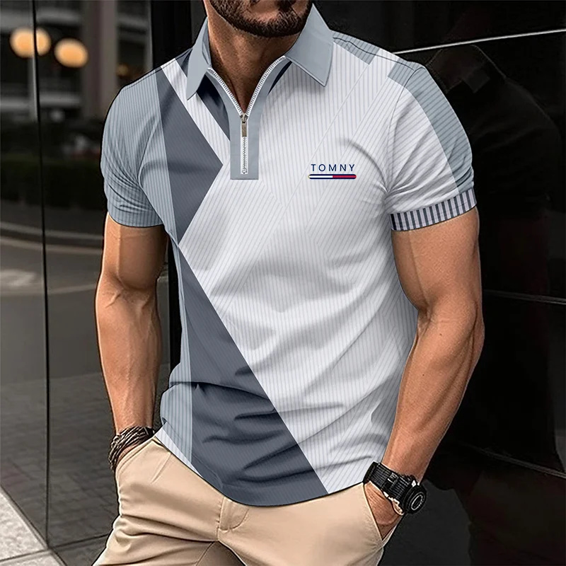 Simple Print Zip Polo Shirt Fo - Men'S Fashion Golf Clothing avis et prix