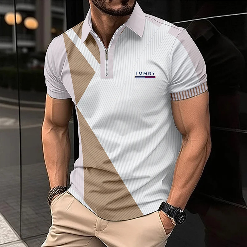 Simple Print Zip Polo Shirt Fo - Men'S Fashion Golf Clothing avis et prix