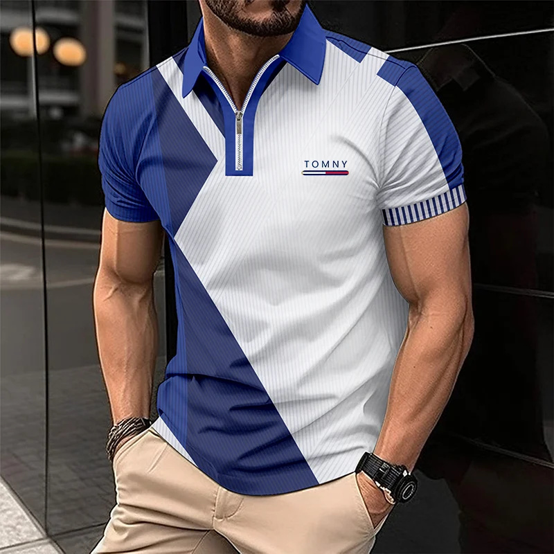 Simple Print Zip Polo Shirt Fo - Men'S Fashion Golf Clothing avis et prix