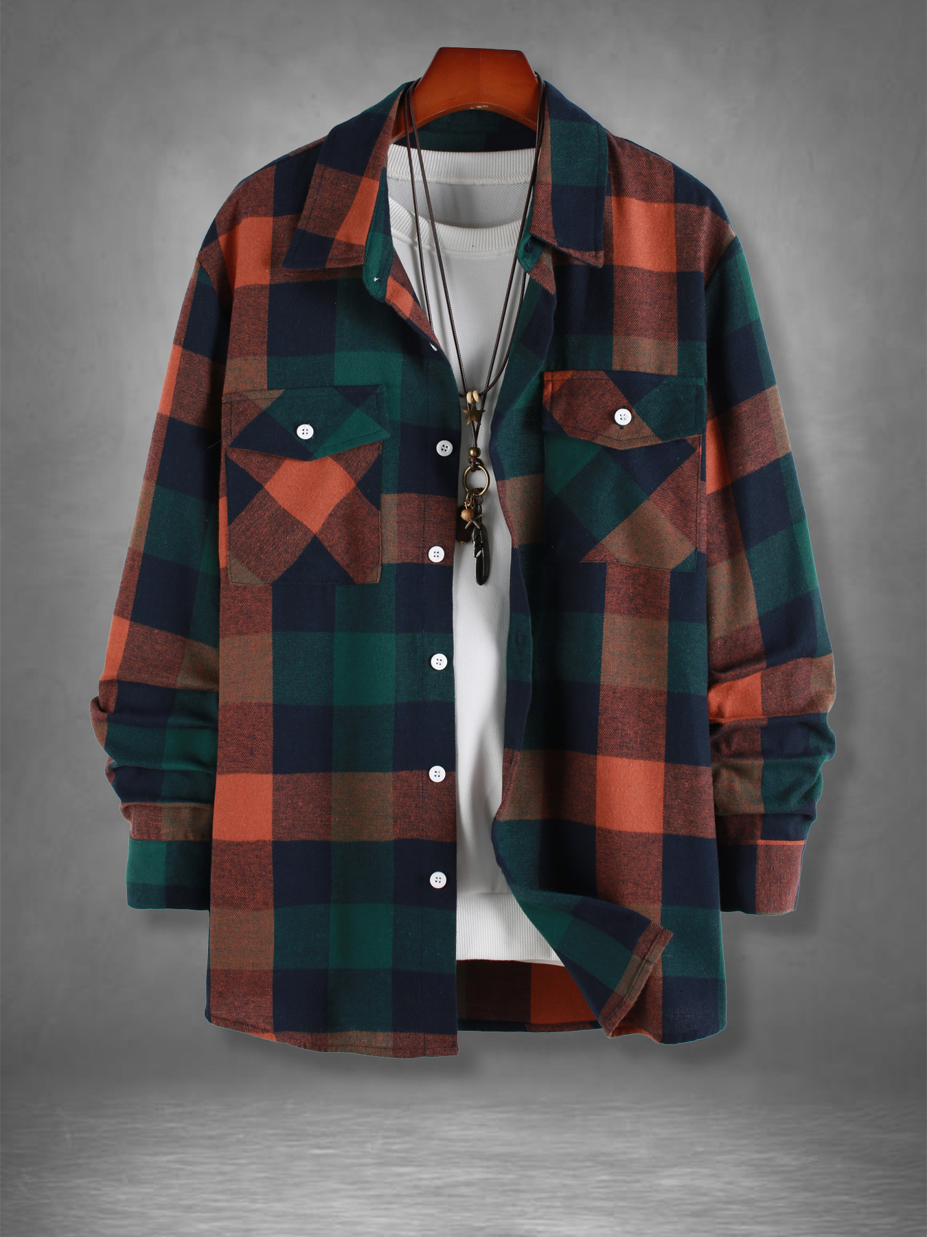 Men's Retro Orange Green Plaid - Mens Fashion Summer avis et prix
