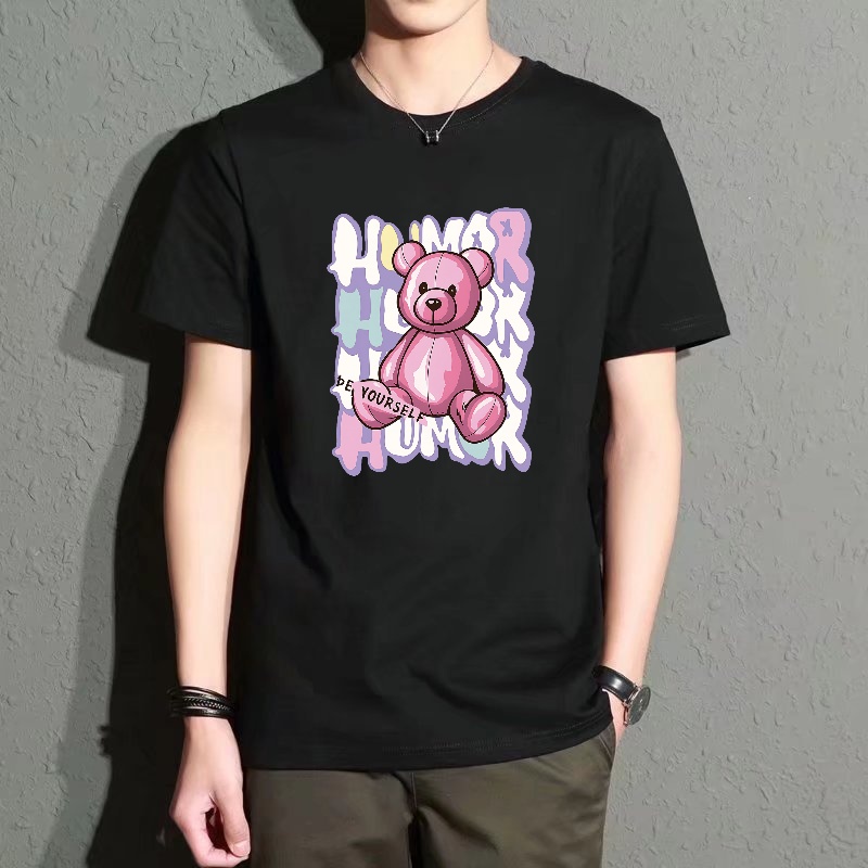 Men's Black Round-Neck Short-S - Men'S Fashion Pink Shirt avis et prix