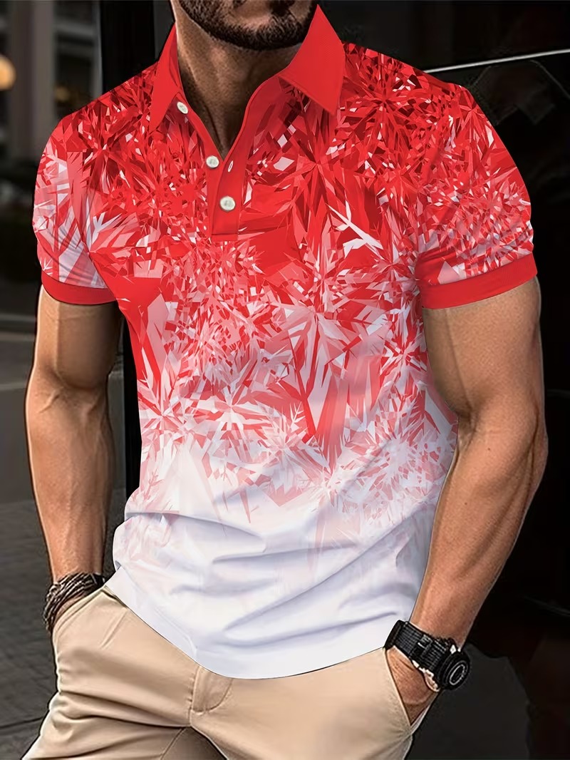 Men's Polo Shirt Gradient Prin - Men'S Fashion Golf Clothing avis et prix