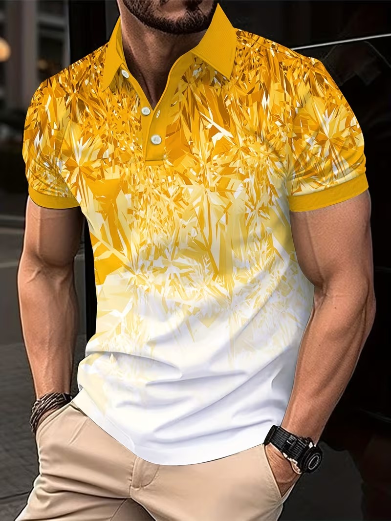 Men's Polo Shirt Gradient Prin - Men'S Fashion Golf Clothing avis et prix