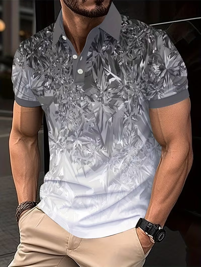 Men's Polo Shirt Gradient Prin - Men'S Fashion Golf Clothing avis et prix