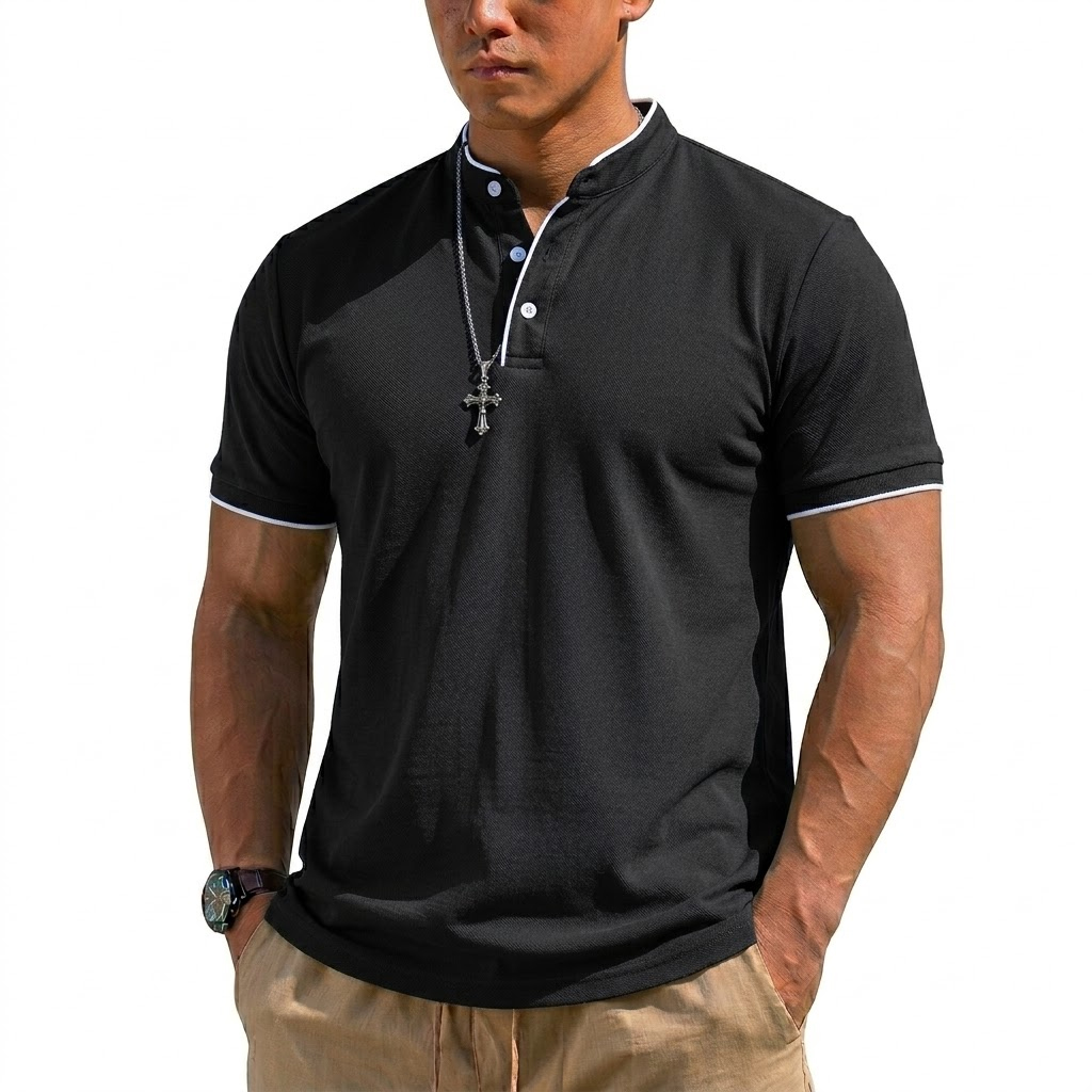 Summer Short Sleeve Henley Shi - Men'S Fashion Trends avis et prix