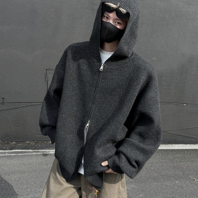 Pull-over zippered hooded swea - Men'S Fashion Zip Sweater avis et prix