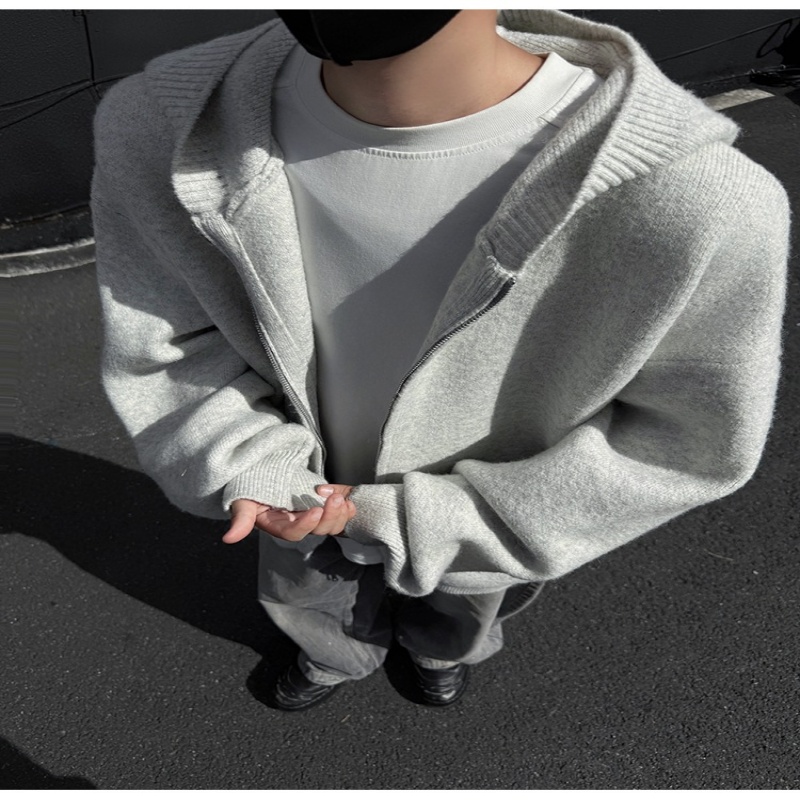 Pull-over zippered hooded swea - Men'S Fashion Zip Sweater avis et prix
