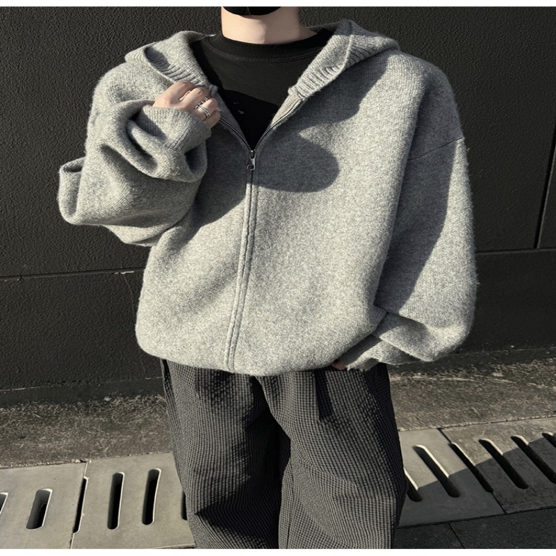 Pull-over zippered hooded swea - Men'S Fashion Zip Sweater avis et prix