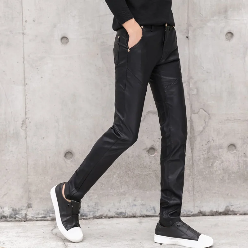 2025 New Men Black Faux Leathe - Men'S Fashion Pants 2025 avis et prix