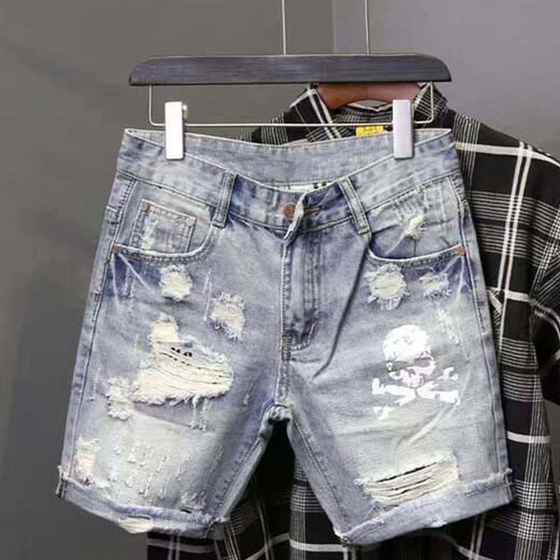 Summer Men's Worn Bead Hole Be - Men'S Fashion Jeans avis et prix