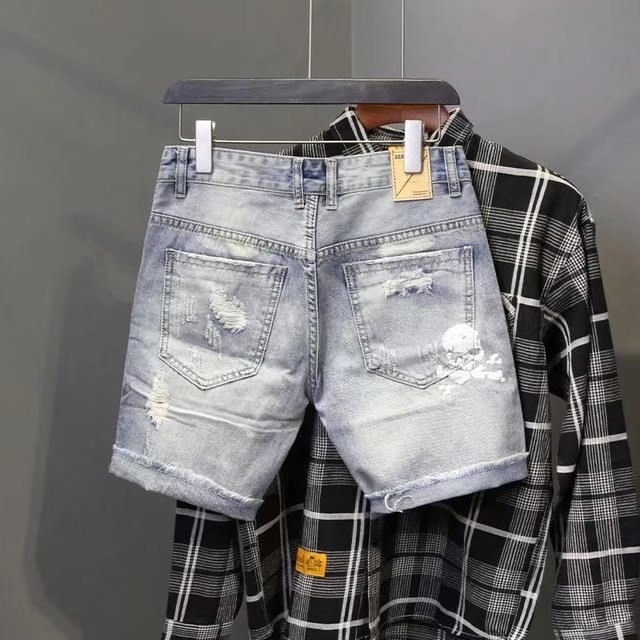 Summer Men's Worn Bead Hole Be - Men'S Fashion Jeans avis et prix