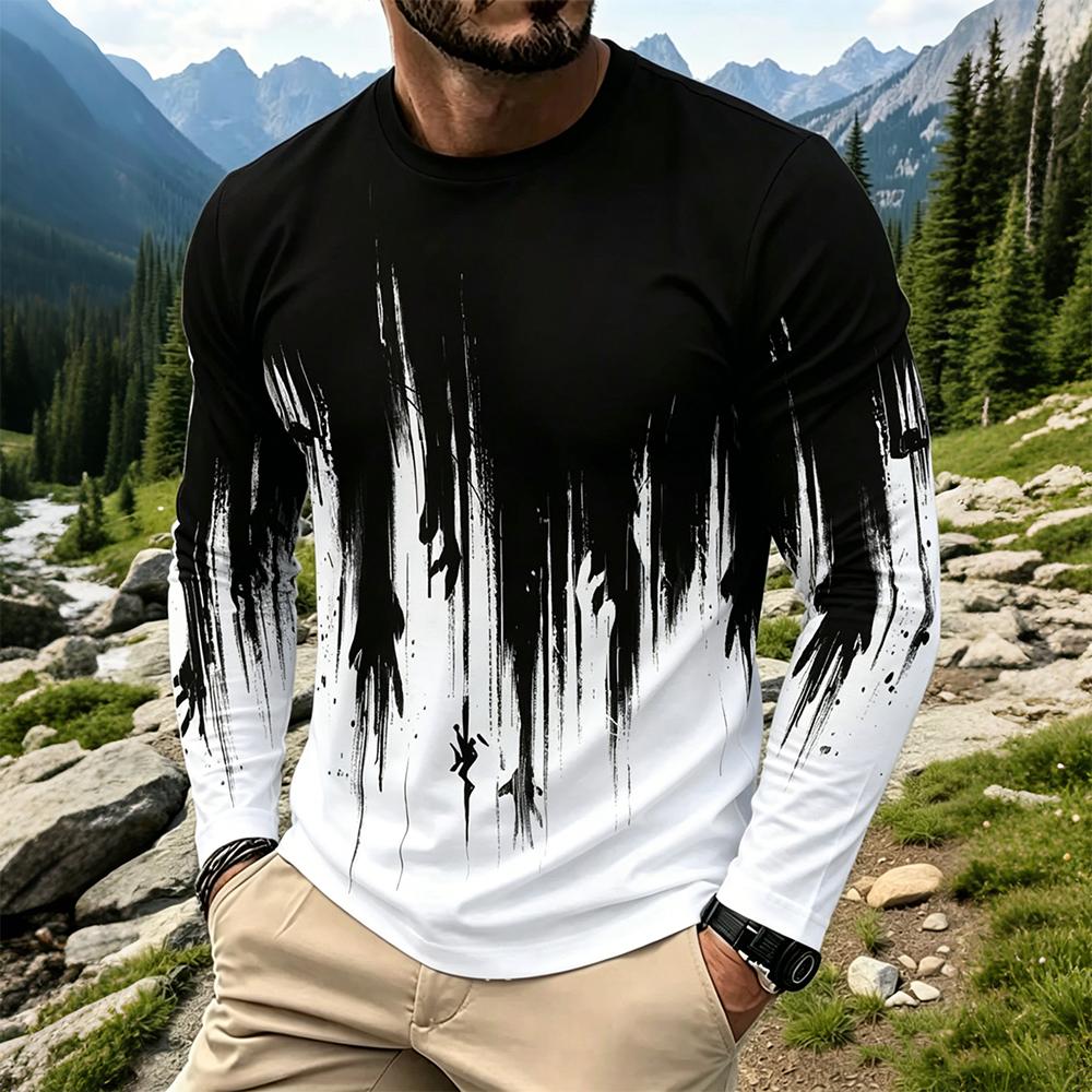 Men's Gradient Ink Splash Long - Men'S Tops Fashion avis et prix