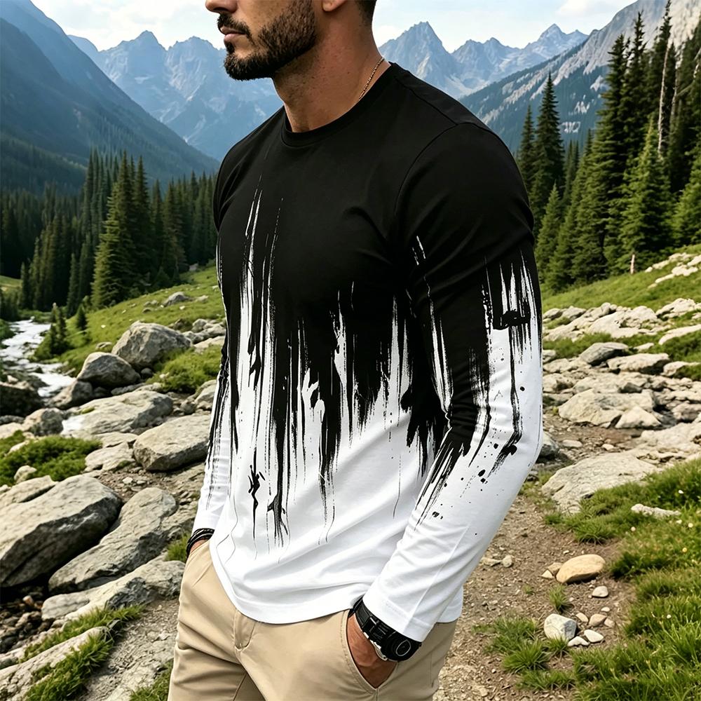 Men's Gradient Ink Splash Long - Men'S Tops Fashion avis et prix