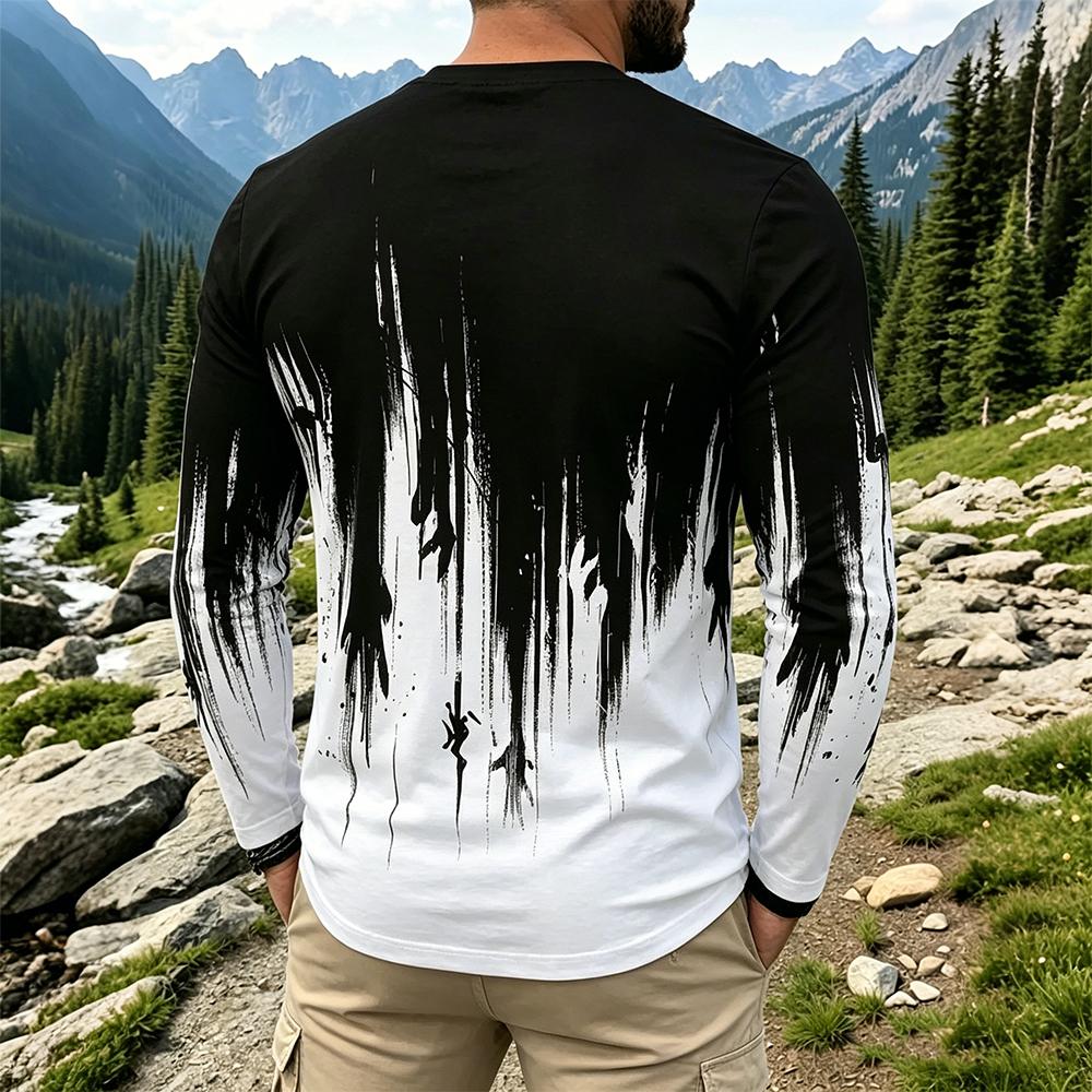 Men's Gradient Ink Splash Long - Men'S Tops Fashion avis et prix