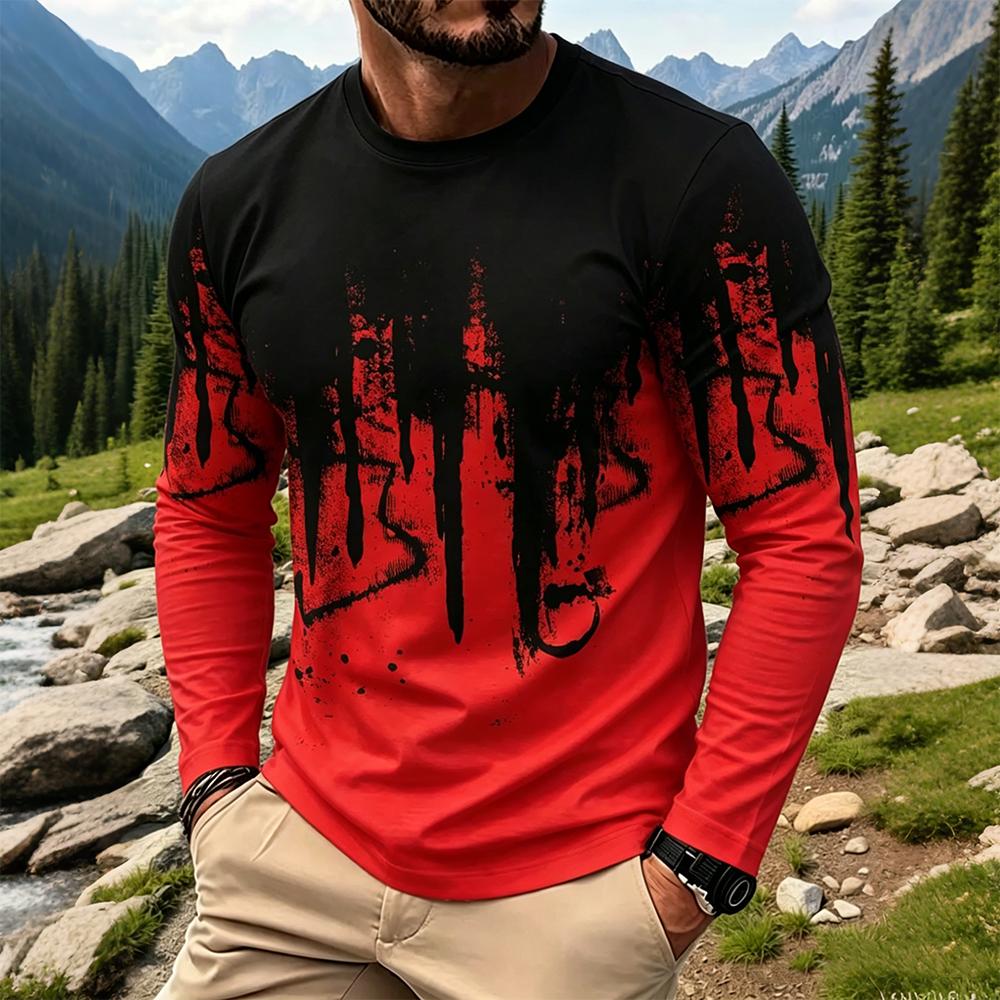 Men's Gradient Ink Splash Long - Men'S Tops Fashion avis et prix