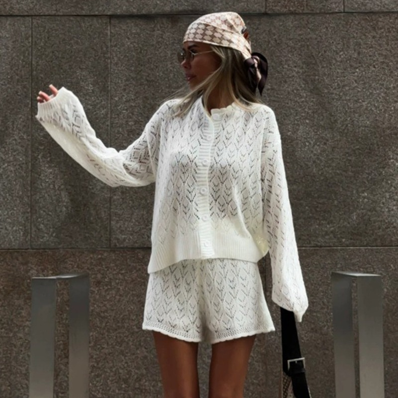 Tuularose White Knit Shorts 2- - Men'S Fashion Zip Sweater avis et prix